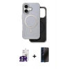 MARSİLYAN™- iPhone 16 Kılıf Pusula Işık Koleksiyonu - Siyah 3D Antistatik Hayalet Cam Ekran Koruyucu + Bilvis Titan Kamera Lens - YL