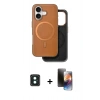MARSİLYAN™- iPhone 16 Kılıf Pusula Işık Koleksiyonu - Siyah 3D Antistatik Mat Seramik Nano Ekran Koruyucu + PVD Metal Kamera Lens - YL