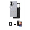 MARSİLYAN™- iPhone 16 Kılıf Pusula Işık Koleksiyonu - Siyah 3D Antistatik Mat Seramik Nano Ekran Koruyucu + PVD Metal Kamera Lens - MI