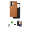 MARSİLYAN™- iPhone 16 Kılıf Pusula Işık Koleksiyonu - Siyah 3D Antistatik Mat Seramik Nano Ekran Koruyucu + Raze Metal Kamera Lens - BZ