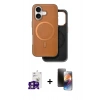 MARSİLYAN™- iPhone 16 Kılıf Pusula Işık Koleksiyonu - Siyah 3D Antistatik Mat Seramik Nano Ekran Koruyucu + Bilvis Titan Kamera Lens - PE
