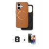 MARSİLYAN™- iPhone 16 Kılıf Pusula Işık Koleksiyonu - Siyah 3D Antistatik Mat Seramik Nano Ekran Koruyucu + PVD Metal Kamera Lens - MI