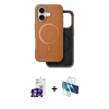 MARSİLYAN™- iPhone 16 Kılıf Pusula Işık Koleksiyonu - Siyah 3D Antistatik Seramik Nano Ekran Koruyucu + Bilvis Titan Kamera Lens - GS
