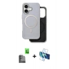 MARSİLYAN™- iPhone 16 Kılıf Pusula Işık Koleksiyonu - Siyah 3D Antistatik Seramik Nano Ekran Koruyucu + Raze Metal Kamera Lens - SH