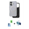 MARSİLYAN™- iPhone 16 Kılıf Pusula Işık Koleksiyonu - Siyah 3D Antistatik Seramik Nano Ekran Koruyucu + Raze Metal Kamera Lens - LT