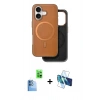 MARSİLYAN™- iPhone 16 Kılıf Pusula Işık Koleksiyonu - Siyah 3D Antistatik Seramik Nano Ekran Koruyucu + Raze Metal Kamera Lens - LT