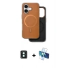 MARSİLYAN™- iPhone 16 Kılıf Pusula Işık Koleksiyonu - Siyah 3D Antistatik Seramik Nano Ekran Koruyucu + PVD Metal Kamera Lens - YL