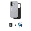 MARSİLYAN™- iPhone 16 Kılıf Pusula Işık Koleksiyonu - Siyah 3D Antistatik Seramik Nano Ekran Koruyucu + PVD Metal Kamera Lens - YL