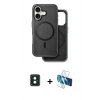 MARSİLYAN™- iPhone 16 Kılıf Pusula Işık Koleksiyonu - Siyah 3D Antistatik Seramik Nano Ekran Koruyucu + PVD Metal Kamera Lens - YL