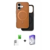 MARSİLYAN™- iPhone 16 Kılıf Pusula Işık Koleksiyonu - Siyah Bilvis 5in1 3D Magic Cam Ekran Koruyucu + Raze Metal Kamera Lens - BZ