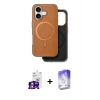 MARSİLYAN™- iPhone 16 Kılıf Pusula Işık Koleksiyonu - Siyah Bilvis 5in1 3D Magic Cam Ekran Koruyucu + Bilvis Titan Kamera Lens - GS