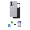 MARSİLYAN™- iPhone 16 Kılıf Pusula Işık Koleksiyonu - Siyah Bilvis 5in1 3D Magic Cam Ekran Koruyucu + Raze Metal Kamera Lens - LT