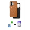 MARSİLYAN™- iPhone 16 Kılıf Pusula Işık Koleksiyonu - Siyah Bilvis 5in1 3D Magic Cam Ekran Koruyucu + Raze Metal Kamera Lens - LT