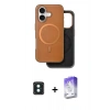MARSİLYAN™- iPhone 16 Kılıf Pusula Işık Koleksiyonu - Siyah Bilvis 5in1 3D Magic Cam Ekran Koruyucu + PVD Metal Kamera Lens - YL