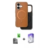 MARSİLYAN™- iPhone 16 Kılıf Pusula Işık Koleksiyonu - Siyah Bilvis 5in1 3D Magic Cam Ekran Koruyucu + Raze Metal Kamera Lens - SH