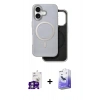 MARSİLYAN™- iPhone 16 Kılıf Pusula Işık Koleksiyonu - Siyah Bilvis 5in1 5D Magic Hayalet Cam Ekran Koruyucu + Bilvis Titan Kamera Lens - GS