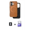 MARSİLYAN™- iPhone 16 Kılıf Pusula Işık Koleksiyonu - Siyah Bilvis 5in1 5D Magic Hayalet Cam Ekran Koruyucu + PVD Metal Kamera Lens - MI