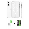MARSİLYAN™- iPhone 16 Kılıf Pusula Minimal Koleksiyonu - Şeffaf 360 Full Body Arka Koruyucu + Raze Metal Kamera Lens - BZ