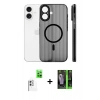 MARSİLYAN™- iPhone 16 Kılıf Pusula Minimal Koleksiyonu - Şeffaf 360 Full Body Arka Koruyucu + Raze Metal Kamera Lens - BZ