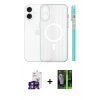 MARSİLYAN™- iPhone 16 Kılıf Pusula Minimal Koleksiyonu - Şeffaf 360 Full Body Arka Koruyucu + Bilvis Titan Kamera Lens - YL