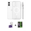 MARSİLYAN™- iPhone 16 Kılıf Pusula Minimal Koleksiyonu - Şeffaf 360 Full Body Arka Koruyucu + Bilvis Titan Kamera Lens - SH