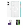 MARSİLYAN™- iPhone 16 Kılıf Pusula Minimal Koleksiyonu - Şeffaf 360 Full Body Arka Koruyucu + Bilvis Titan Kamera Lens - GS