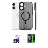 MARSİLYAN™- iPhone 16 Kılıf Pusula Minimal Koleksiyonu - Şeffaf 360 Full Body Arka Koruyucu + Bilvis Titan Kamera Lens - GS