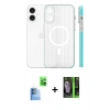 MARSİLYAN™- iPhone 16 Kılıf Pusula Minimal Koleksiyonu - Şeffaf 360 Full Body Arka Koruyucu + Raze Metal Kamera Lens - LT