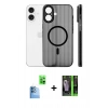 MARSİLYAN™- iPhone 16 Kılıf Pusula Minimal Koleksiyonu - Şeffaf 360 Full Body Arka Koruyucu + Raze Metal Kamera Lens - LT