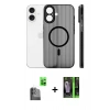 MARSİLYAN™- iPhone 16 Kılıf Pusula Minimal Koleksiyonu - Şeffaf 360 Full Body Arka Koruyucu + Raze Metal Kamera Lens - SH