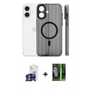 MARSİLYAN™- iPhone 16 Kılıf Pusula Minimal Koleksiyonu - Şeffaf 360 Full Body Arka Koruyucu + Yeşil Bilvis Titan Kamera Lens