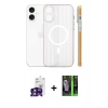 MARSİLYAN™- iPhone 16 Kılıf Pusula Minimal Koleksiyonu - Şeffaf 360 Full Body Arka Koruyucu + Yeşil Bilvis Titan Kamera Lens