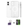 MARSİLYAN™- iPhone 16 Kılıf Pusula Minimal Koleksiyonu - Şeffaf 360 Full Body Arka Koruyucu + Yeşil Bilvis Titan Kamera Lens
