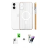 MARSİLYAN™- iPhone 16 Kılıf Pusula Minimal Koleksiyonu - Şeffaf Pasifik Cam Ekran Koruyucu + Raze Metal Kamera Lens - BZ