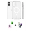 MARSİLYAN™- iPhone 16 Kılıf Pusula Minimal Koleksiyonu - Şeffaf Pasifik Cam Ekran Koruyucu + Raze Metal Kamera Lens - PE