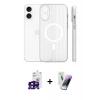 MARSİLYAN™- iPhone 16 Kılıf Pusula Minimal Koleksiyonu - Şeffaf Pasifik Cam Ekran Koruyucu + Bilvis Titan Kamera Lens - SH