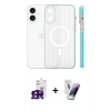 MARSİLYAN™- iPhone 16 Kılıf Pusula Minimal Koleksiyonu - Şeffaf Pasifik Cam Ekran Koruyucu + Bilvis Titan Kamera Lens - SH