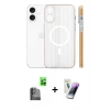 MARSİLYAN™- iPhone 16 Kılıf Pusula Minimal Koleksiyonu - Şeffaf Pasifik Cam Ekran Koruyucu + Raze Metal Kamera Lens - SH