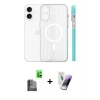 MARSİLYAN™- iPhone 16 Kılıf Pusula Minimal Koleksiyonu - Şeffaf Pasifik Cam Ekran Koruyucu + Raze Metal Kamera Lens - SH