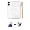 MARSİLYAN™- iPhone 16 Kılıf Pusula Minimal Koleksiyonu - Şeffaf Pasifik Cam Ekran Koruyucu + Bilvis Titan Kamera Lens - YL