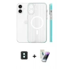 MARSİLYAN™- iPhone 16 Kılıf Pusula Minimal Koleksiyonu - Şeffaf Pasifik Cam Ekran Koruyucu + PVD Metal Kamera Lens - YL