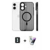 MARSİLYAN™- iPhone 16 Kılıf Pusula Minimal Koleksiyonu - Şeffaf Pasifik Cam Ekran Koruyucu + PVD Metal Kamera Lens - YL