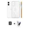 MARSİLYAN™- iPhone 16 Kılıf Pusula Minimal Koleksiyonu - Şeffaf Pasifik Cam Ekran Koruyucu + PVD Metal Kamera Lens - YL