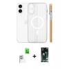 MARSİLYAN™- iPhone 16 Kılıf Pusula Minimal Koleksiyonu - Siyah 360 Mat Full Body Arka Koruyucu + Beyaz Raze Metal Kamera Lens