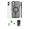 MARSİLYAN™- iPhone 16 Kılıf Pusula Minimal Koleksiyonu - Siyah 360 Mat Full Body Arka Koruyucu + Beyaz Raze Metal Kamera Lens