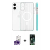 MARSİLYAN™- iPhone 16 Kılıf Pusula Minimal Koleksiyonu - Siyah 360 Mat Full Body Arka Koruyucu + Bilvis Titan Kamera Lens - PE