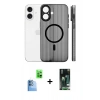MARSİLYAN™- iPhone 16 Kılıf Pusula Minimal Koleksiyonu - Siyah 360 Mat Full Body Arka Koruyucu + Lacivert Raze Metal Kamera Lens