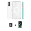 MARSİLYAN™- iPhone 16 Kılıf Pusula Minimal Koleksiyonu - Siyah 360 Mat Full Body Arka Koruyucu + PVD Metal Kamera Lens - PE