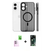 MARSİLYAN™- iPhone 16 Kılıf Pusula Minimal Koleksiyonu - Siyah 360 Mat Full Body Arka Koruyucu + Raze Metal Kamera Lens - PE