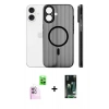 MARSİLYAN™- iPhone 16 Kılıf Pusula Minimal Koleksiyonu - Siyah 360 Mat Full Body Arka Koruyucu + Raze Metal Kamera Lens - PE